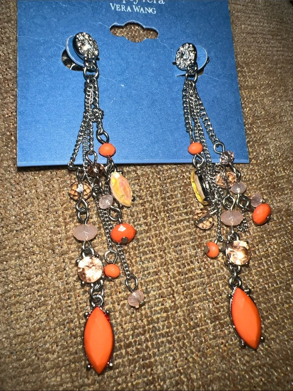 Simply Vera Vera Wang Coral Orange Multi-Bead Dangle Earrings